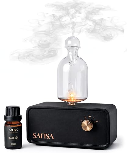 SAFISA Waterless Essential Oil Diffuser, Nebulizing Cold Air Scent Diffuser for Home, 700 Sq. Ft., Portable Glass Waterles...
