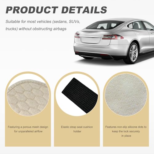 JNXIJ 2 PCS Car Seat Covers Cushion Pad, Breathable Linen Vehicle Bottom Seat Cover with Storage Pocket, Universal Anti-Sl...