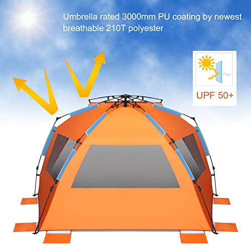Oileus XX-Large Beach Tent Sun Shelter for 5-6 Person Portable Sun Shade Instant Pop Up Tent for Beach with Carrying Bag, ...
