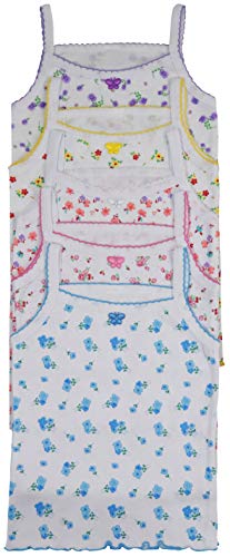 ToBeInStyle Girl's 4 Item Pack 100% Cotton Tank Tops or Spaghetti Strap Camisole Soft Undershirts