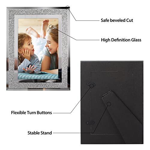 Calenzana 5x7 Picture Frame Sparkle Glass Photo Frames for Tabletop, Set of 2