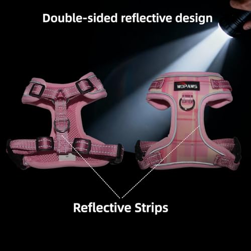 WDPAWS No Pull Dog Harness and Leash Set-Reflective Plaid Design, Adjustable & Comfortable with Front D Ring for Small Med...