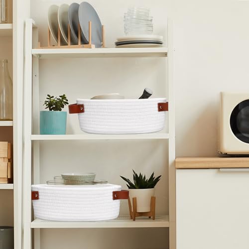 ABenkle Small Woven Basket, Mini Cotton Rope Storage Tiny Shelf Oval Decorative Toy Dog Cat Bin for Nursery, Empty Gift Ba...