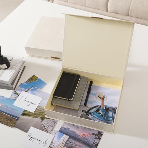 Soul & Lane Letter Storage Box Set of 2 – Magnetic Closure Organizer for Letters, Decorative Photo Storage Case with Keeps...