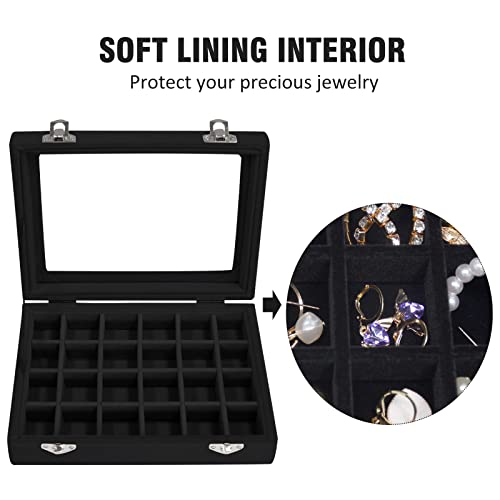 Vicoter Velvet Jewelry Box 24 Grid Jewelry Ring Display Organiser Box Tray Holder Earrings Storage Case for Girls Wife Mom...