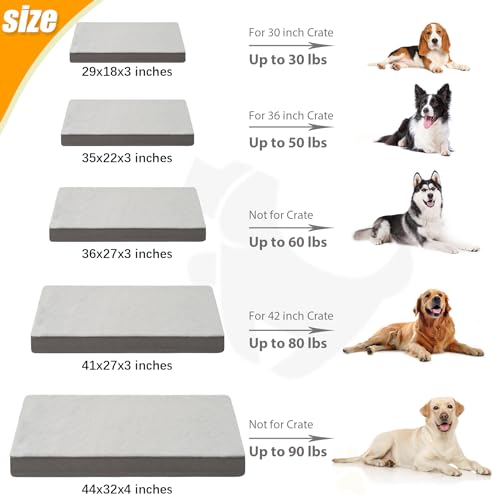 KSIIA Orthopedic Dog Bed Dog Crate Bed Waterproof for Large Dogs Deluxe Plush Washable Pet Mat with Egg Crate Foam & Remov...