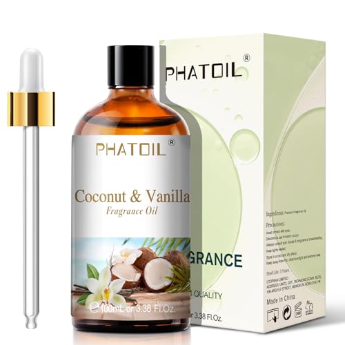 PHATOIL 3.38FL.OZ Coconut & Vanilla Fragrance Oils for Aromatherapy, Essential Oils for Diffusers for Home, Perfect for Di...