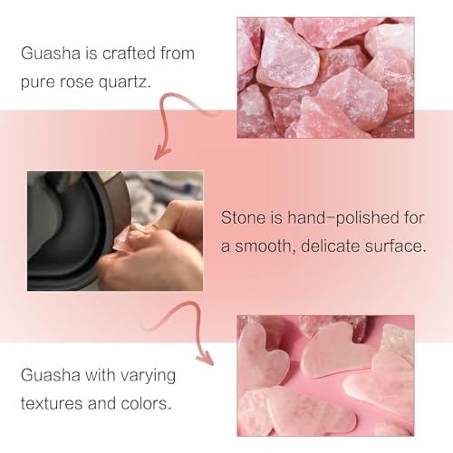 huefull Gua Sha Facial Tools for Face and Body –Spa Gifts for Women, Natural Rose Quartz Guasha Tool for Face, Relieving T...