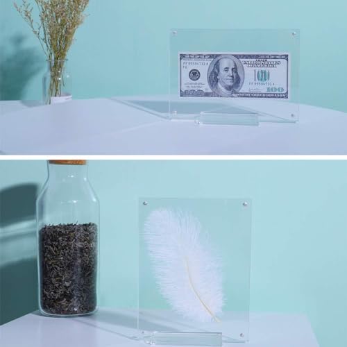 JUOIFIP 5 Pack Acrylic Picture Frame 5x7 Clear Double Sided Magnetic Picture Frameless Desktop Display Photo Frame with St...