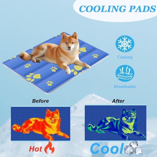 Cooling Dog Bed, Premium Pet Cooling Mat Waterproof & Scratch-Resistant, Non-Slip Summer Essential for Dogs Cats, Foldable...