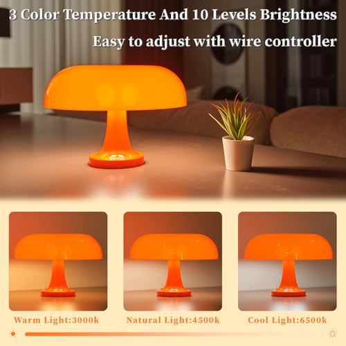 Modern Decorative Table Lamp, Mushroom Cap Design, USB Powered, 3 Lighting Modes, Dimmable, for Bedroom, Living Room Deco...