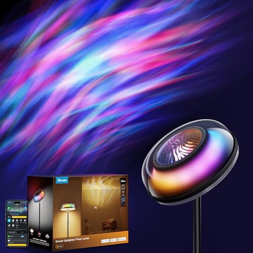 Govee Uplighter Floor Lamp for Living Room, RGBIC Ripple Projector, Floor Lamp for Bedroom, Compatible with SmartThings, A...