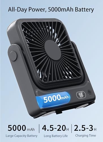 DRIFWIN Magnetic Cruise Approved Fan, 5000mAh Ultra-Slim Travel Fan Rechargeable, 4-Speed, Hook Design, Portable Fan for C...