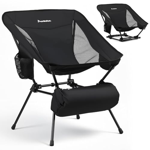 Anbte Extra Height & Width Portable Camping Chair, 400LBS Capacity Compact Folding Chair with Square Frame Quick Setup Sto...