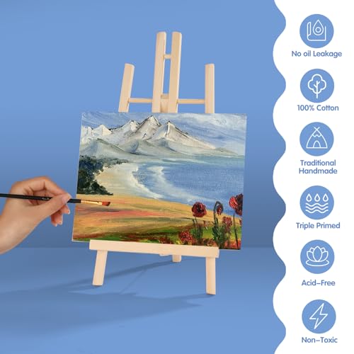 ESRICH Canvas Boards for Painting, 5 Pack Canvases for Painting 8x10 Cotton Primed Acid Free Blank Canvas Panels for Oil P...