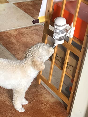 No Drip Dog Kennel Water Bottle Dispenser for Crate, 400ml Dripless Pet Drinking Fountains Kettle with Automatically Feedi...