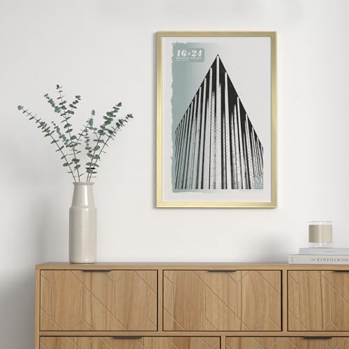 MCS Foundation 16x24 Poster Frame Traditional Brass, Vertical & Horizontal Wall Hanging Large Picture Frame for Photos, Po...