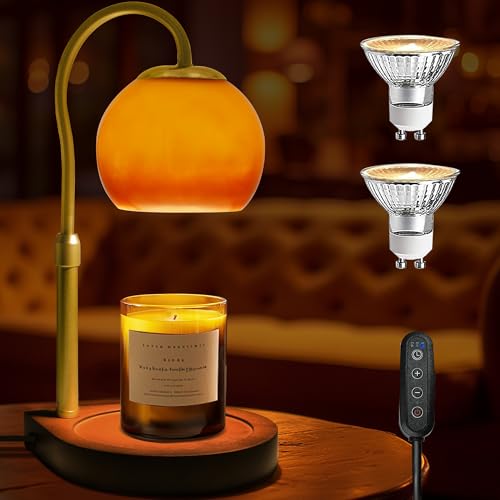 DALUXshop Candle Warmer Lamp with Timer 2H/4H/8H, Adjustable Height Dimmable Candle Lamp with 2 Bulbs, Wax Melt Warmer for...