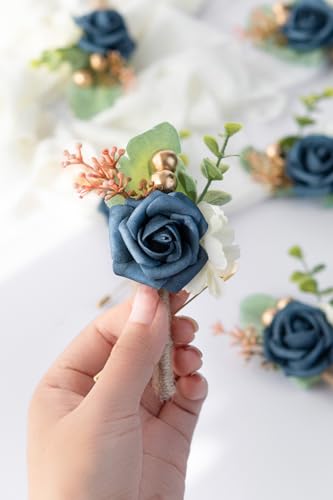 YSOJMAN Boutonniere for Men Wedding, Groom Groomsman Artificial Rose Flowers for Wedding Anniversary Celebration,Prom,Part...