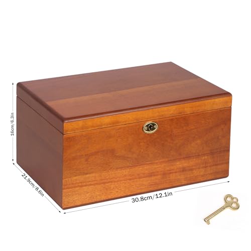 BELO VALE Premium Acacia Keepsake Box, Lockable Hand-Crafted Memory Box For Keepsakes with Removable Compartment,Wooden De...