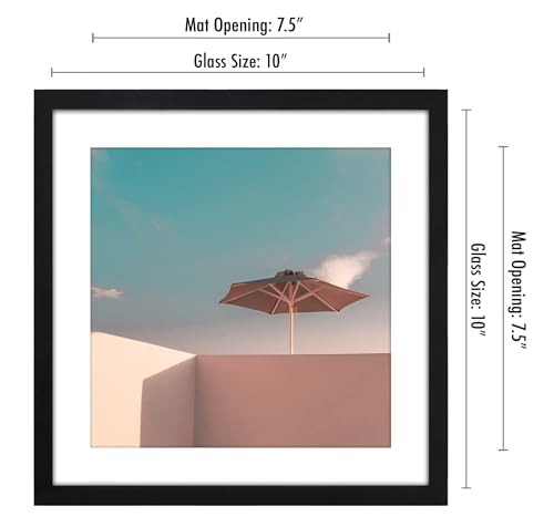 Americanflat 10x10 Picture Frame with Shatter-Resistant Glass - Use as 8x8 Frame with Mat or Display 10x10 Photo Without M...