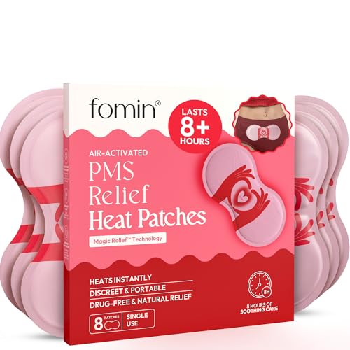 FOMIN PMS Relief Heat Patches (8 Pack) — Air-Activated Self-Heating Cramp Relief Patch, Drug-Free Period Pain Relief, 8-Ho...