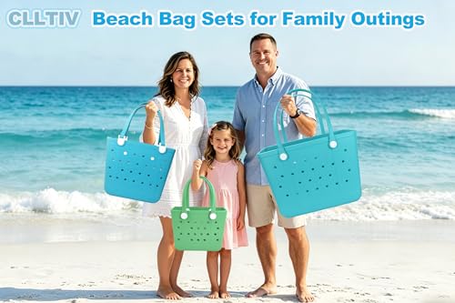CLLTIV Rubber Beach Bag, Waterproof Travel Bags Washable Open Tote Bags for Beach（Small&Medium&Large& XL Beach Tote）