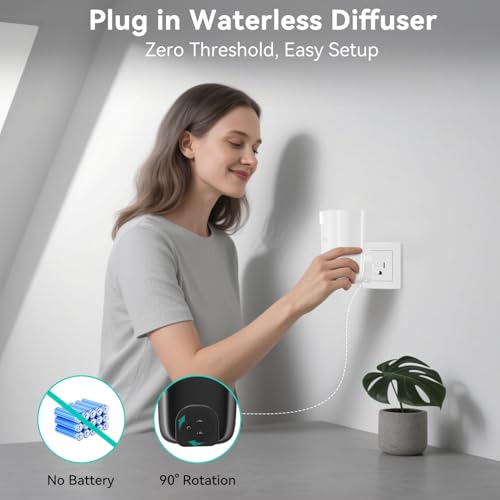 Waterless Diffuser, Plug in Diffuser for Essential Oils,Waterless Essential Oil Diffuser in Wall, Smart Bluetooth App Cont...