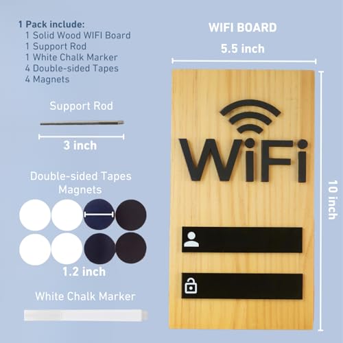 Parvigo WIFI Sign, Solid Wood Table or Wall WIFI Password Sign for Home Guest Room Busines, Magnet Aesthetic Primitive Rew...