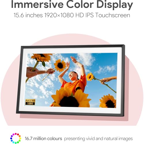 Euphro 15.6'' Digital Picture Frame with 1920x1080 IPS Touch Screen, Smart Digital Photo Frame with 32GB Storage, Easy Set...