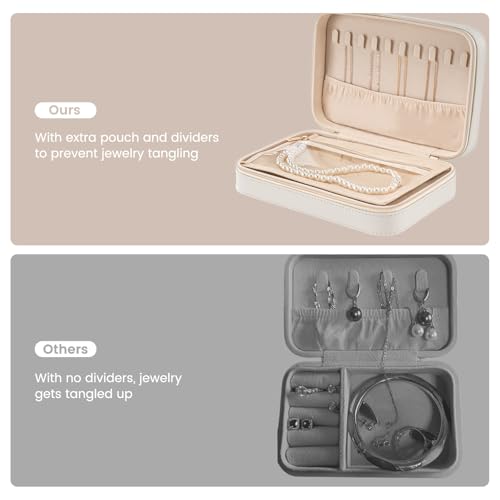Lolalet Travel Jewelry Case for Women Girls, Travel Jewelry Organizer Box with Mirror & Clear Storage Bag, Small Portable ...