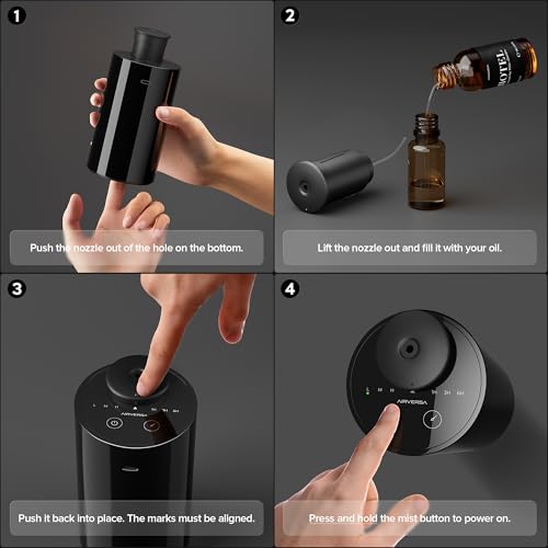 Airversa Waterless Essential Oil Diffuser Starter Kit with 2x20mL Hotel Fragrance Oils for Car Home Office, Cordless Batte...