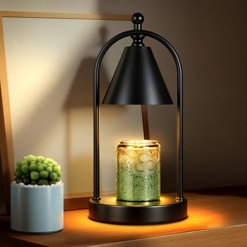 Soilsiu Candle Warmer Lamp with Timer, Electric Black Candle Warming Light for Bedroom, Dimmable Wax Melts Warmer for Home...
