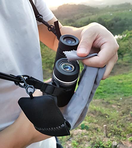 GAIARENA Binocular Harness - Adjustable Binocular Strap for Hunting, Hiking & Birding - Includes Lens Cleaning Cloth - Camo