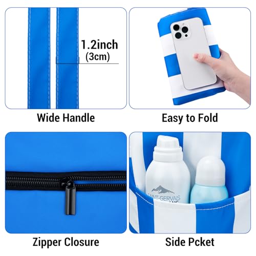Iioscre Beach Bag for Women, Causal Hobo Pool Bags with Zipper Inner Pocket, Foldable Swim Tote Bag for Vacation Essentials