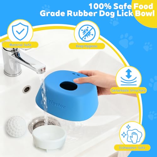 Yipetor Slow Feeder Dog Bowls for Liquid Treat, 【Entertained Ball-in】 Bone Broth Dog Lick Bowl, 3/4 Cup Yogurt Pup Lick To...