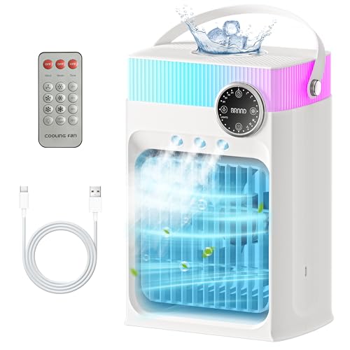 Portable Air Conditioners, Mini AC Unit Cooling Fan for Bedroom,1200ML Small Air Cooler Fans with Remote, 3 Mist,3 Speed,8...