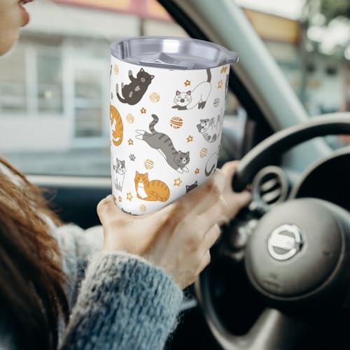 Sanghing Cute Cat Tumbler with Lid and Straw, 20 OZ Stainless Steel Water Bottle Travel Coffee Mug Double Wall Insulated C...