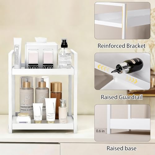 Anyoifax Bathroom Counter Organizer 2 Tier Vanity Storage Countertop Shelf Makeup Organizer Perfume Tray Skincare Holder f...