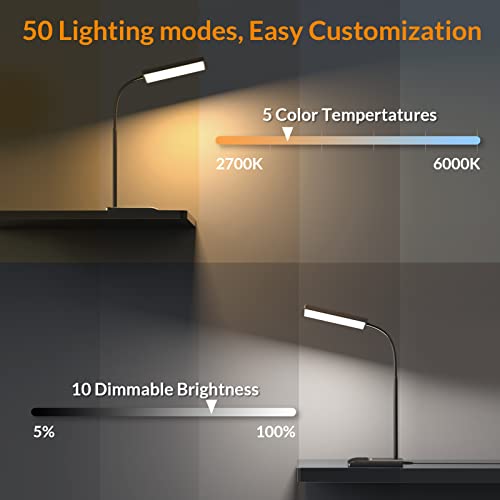 LEPOWER Desk Lamp, 800LM LED for Home Office, 12W Reading for Desk, Eye-Caring Light, Touch Table Gooseneck Lamp, 50 Light...