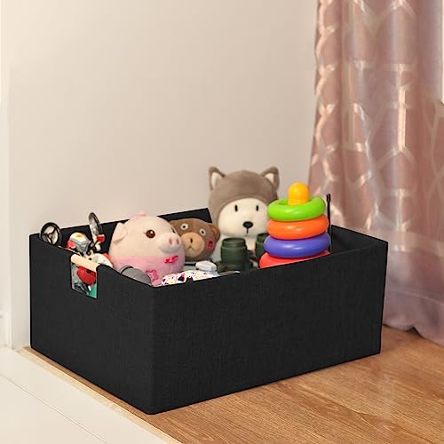 xianshengle Fabric Storage Basket for Shelves, Collapsible Storage Bins with wood Handles, Rectangle Closet Baskets, Wardr...