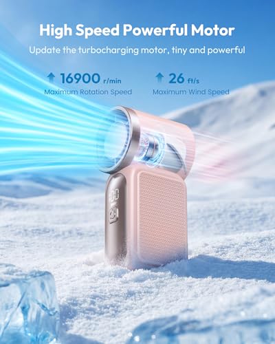 Gaiatop Portable Handheld Mini Fan, 6 Speeds 16900 RPM High Velocity Personal Fan with LED Display, USB Rechargeable, Mini...