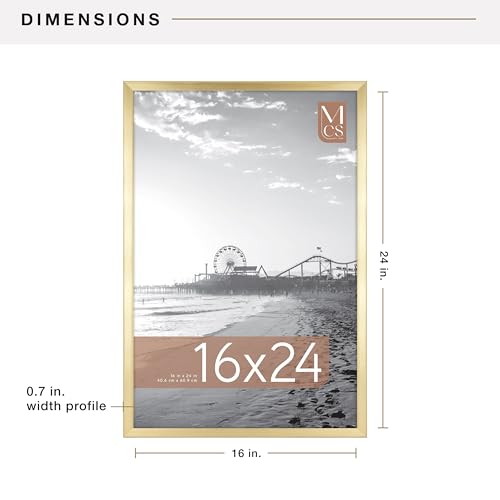 MCS Foundation 16x24 Poster Frame Traditional Brass, Vertical & Horizontal Wall Hanging Large Picture Frame for Photos, Po...