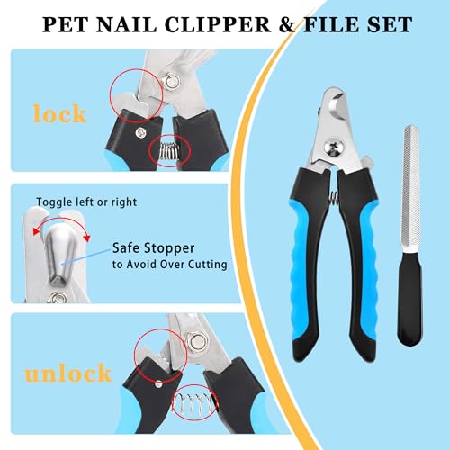 7PCS Dog Grooming Brush Kit for Shedding and Matted Fur, Self-Cleaning Slicker Brush with Undercoat Rake, Flea Comb for Lo...