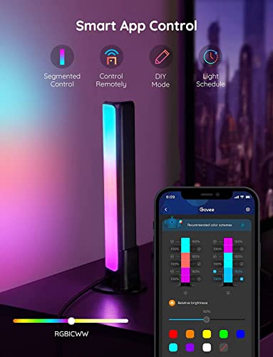 Govee Smart LED Light Bars, Work with Alexa and Google Assistant, RGBICWW WiFi TV Backlights with Scene and Music Modes fo...