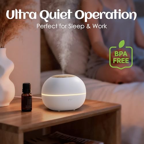 Soulorigin 100ml Mini Essential Oil Diffuser, Portable Aromatherapy Diffuser with Warm Light, One-Button Control, Auto Shu...