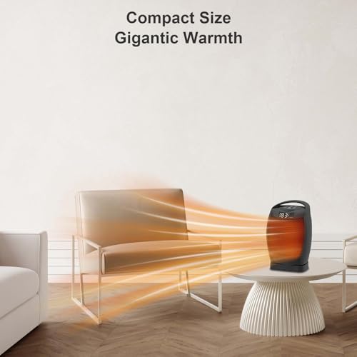 Portable Electric Heaters for Indoor Use - JNDRO 1500W PTC Ceramic Space Heater with Thermostat and Remote, Overheat and T...