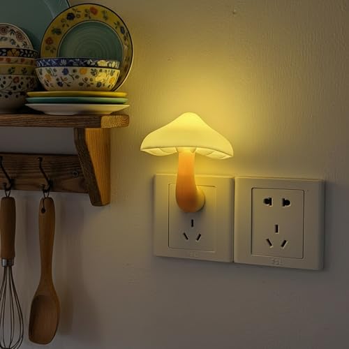 AUSAYE 2 Pack LED Mushroom Night Light Plug into Wall NightLight,Dusk to Dawn Sensor Wall Lamp Energy Saving Night Lights ...