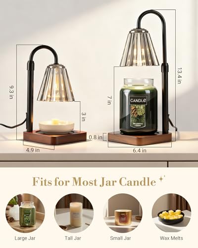 Marycele Black Candle Warmer Lamp with Timer & Dimmer Adjustable Height for Candle Jars, Mothers Day Gifts for Mom Birthda...
