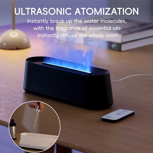 YALEDI Essential Oil Diffuser, Fireplace Flame Fire Oil Diffuser, 250ml Cool Mist Aromatherapy Humidifier, Scent Diffuser ...